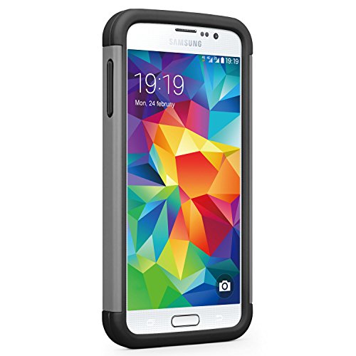 Galaxy S5 Case, Syoner [Shockproof] Hybrid Rubber Dual Layer Armor Defender Protective Case Cover For Samsung Galaxy S5 S V I9600 [Gray/Black] #TOP3