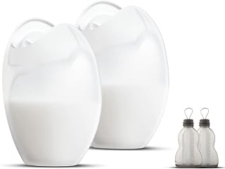 3-in-1 Breast Shells for Sore Nipples | Milk Collector | Breast Pump with Natural Suction | Nipple Shells | Anti Dirt Case | 4oz/120ml, 2 PC+2 Silicone Milk Bags