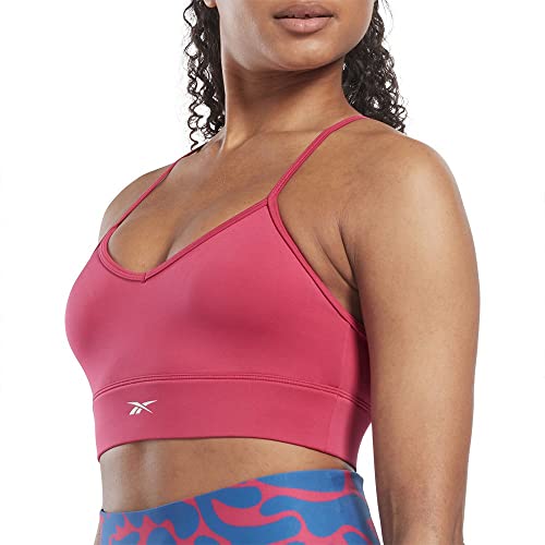 Image of Reebok Women's Satin 91% PES /9% El-Interlock-Hydrophilic Finish /Print-Digital Sublimation-Disperse Classic Workout Sports Bra