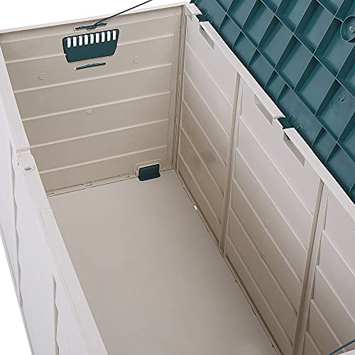 Beliani Auflagenbox aus Kunststoff beige/grün Gartentruhe Outdoor Kissenbox Locarno – Bild 6
