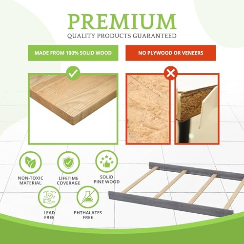 Image of Full-Size Conversion Kit Bed Rails for Oxford, Soho, Ozlo & Avalon Baby Convertible Cribs - Solid Wood - Toddler and Adult Rail for Full-Size Bed - Nursery and Baby Furniture (Cloud Gray, Hook-On Kit)