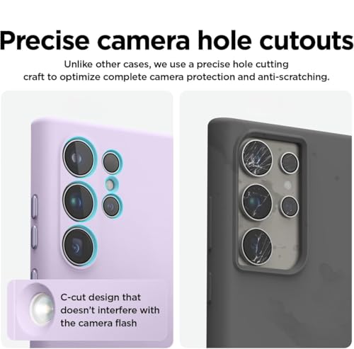 Image of MOBILOVE Back Cover Case for Samsung Galaxy S25 Ultra 5G | Pure Liquid Soft Matte Silicone Case with Logo and Comes with Camera and Screen Protection (Purple)