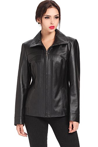 BGSD Women Kim Lambskin Leather Scuba Jacket (Also available in Plus Size & Petite)