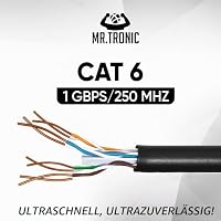 Mr. Tronic 100m Ethernet Netzwerkkabel Cat 6, LAN Netzwerkkabel Für Schnelle & Zuverlässige Internet, AWG24 Massenkabel Cat 6 | Bulk Kabel 1 Gbps, 250 MHz, UTP CCA (100 Meter, Schwarz) – Ansicht 3
