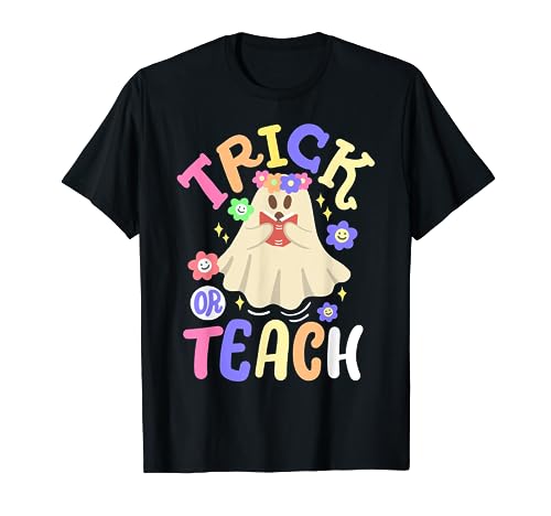 Trick Or Teach Groovy Halloween-Party, Retro-Geisterlehrer T-Shirt