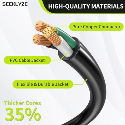 16/3 Black Extension Cord 6 FT Indoor, Short Extension Cord for Laptops, Coffee Makers, Office Home Appliances, 3 Prong Small Resistant Cable Flexible, 13A 125V 1625W ETL Listed - Image 4