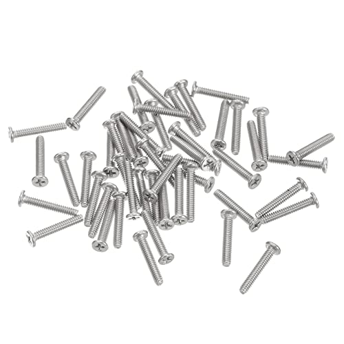 sourcing map M1.4-0.3 x 8mm 50Pcs Flat Round Head Screws 304 Stainless Steel Phillips Drive Machine Screws Hardware Fastener for Furniture Connection