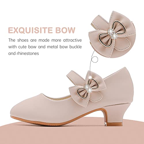 Image of Dufannie Girls Dress Shoes Princess Flats Heels for Toddler Little Big Kids