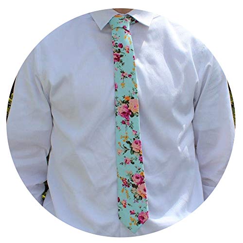 Image of Mantieqingway Men's Skinny Tie, Cotton Floral Ties for Men Wedding Necktie for Groom, Groomsmen, Missions, Dances