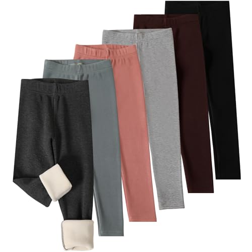 6 pack Girls Fleece Lined Leggings kids Winter Thick Warm Pants Girls Soft Stretchy Pants2