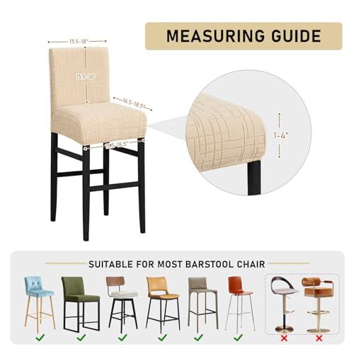 Image of JIUZHEN Camel Stretch Velvet Bar Stool Counter Covers Set of 4 | Washable Removable Rectangular Seat Covers, Water Resistant, Kitchen, Dining, Pub, Hotel, Wedding and Party Counter Stools