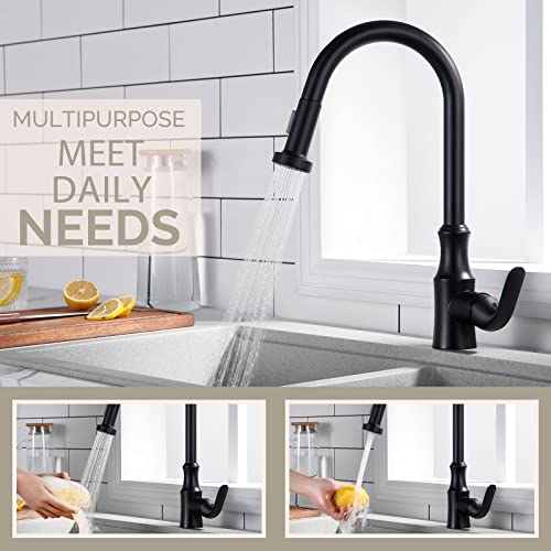 Faucet Spray Head Matte Black, Angle Simple Replacement Pull Down Sprayer, Sink Faucet Nozzle Sprayer With Stream And Spray Mode #TOP3