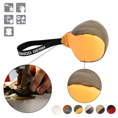 Dingo Gear Hundespielzeug Soft Ball mit einem Griff aus echtem Narbenleder für das Beißtraining für Welpen Hunde 11 cm x 2 Stück S10033