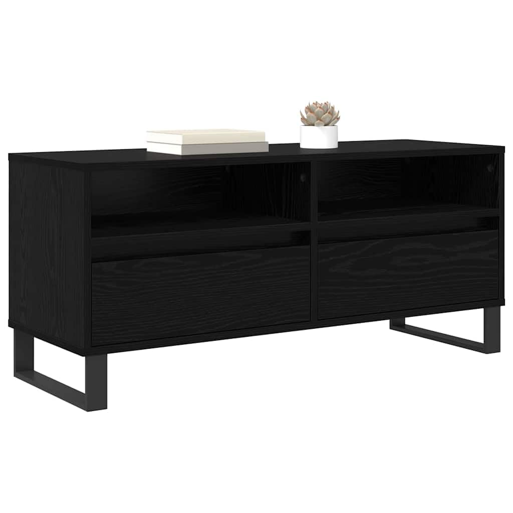 vidaXL Mobile TV con cassetto Rovere Nero 100 x 34,5 x 44,5 cm