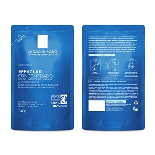 La Roche-posay Effaclar Gel Concentrado Refil 240g. Gel de Limpeza Facial. Limpa a Pele Profundament