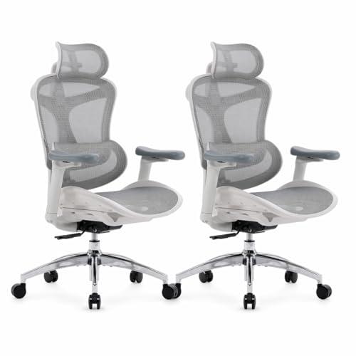 SIHOO Doro C300 Ergonomic Office Chair with Ultra Soft 3D Armrests, Dynamic Lumbar Support for Home Office Chair, Adjustable Backrest Desk Chair-2 Packs (White)
