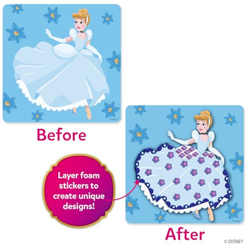 Image of Skillmatics Foam Sticker Art - Disney Princess, 800+ 3D Foam Stickers, Mess-Free Fun for Kids, DIY Felt Craft Kits, Gifts for Fans of Cinderella, Belle, Rapunzel, Ages 3, 4, 5, 6, 7