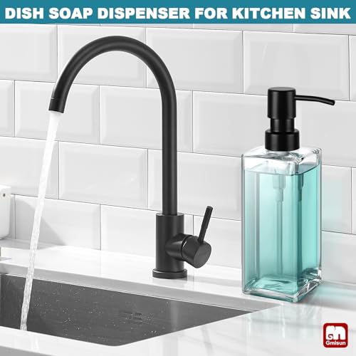 Image of GMISUN Glass Soap Dispenser with Stainless Steel Pump, Clear Hand Soap Dispenser for Bathroom, 12 fl oz /350ml Refillable Dish Dispenser for Kitchen, Modern Liquid Soap and Lotion Bottle for Countertop