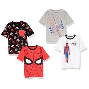 Amazon Essentials Disney | Marvel | Star Wars Boys and Toddlers’ Short-Sleeve T-Shirts (Previously Spotted Zebra), Multipacks