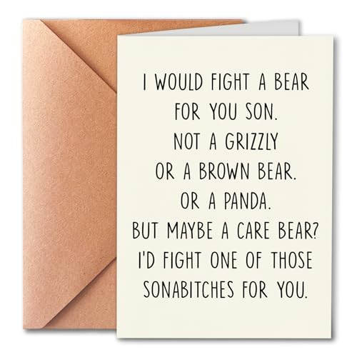 Carte d'anniversaire maman et papa à fils humoristique avec ours