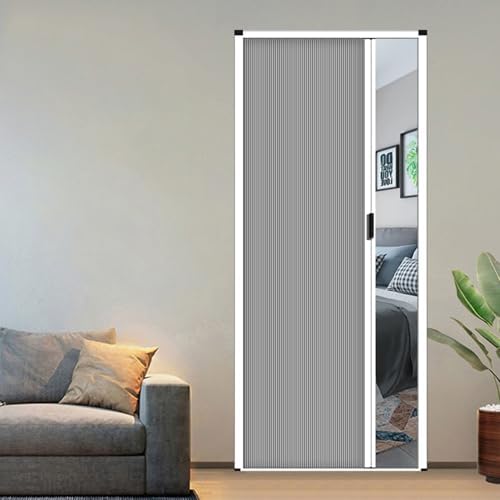 Retractable Accordion Door - Concertina Shower Door for 24-78 Inch Doorways, Stylish Room Divider with Handle & Cellular Fabric for Bedroom, Bathroom, Kitchen & RV