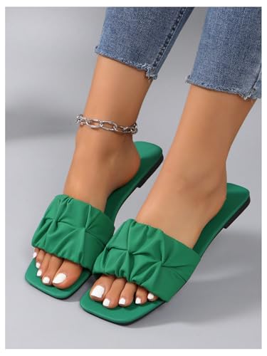 Image of GORGLITTER Women's Summer Cute Flat Sandals Dress Slide Sandals Square Toe Wedding Shoes Vacation Trendy Sandals 2026