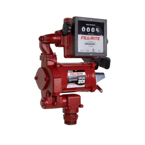 Image of Fill-Rite FR711VN Fuel Transfer Pump with 901C Mechanical Gallon Meter, 115V AC, 20 GPM, Cast Iron Rotary Vane Pump, 2 inch Bung Mount, Heavy-Duty Fuel Transfer System for Gasoline, Diesel, Biodiesel