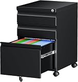 Letaya 3 Drawer Rolling Metal Filing Cabinet