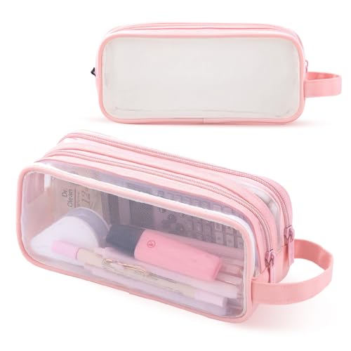 Image of iSuperb Large Capacity Pencil Case Grid Mesh Pencil Pouch Handheld Pen Bag for Teen Boys Girls School Students College