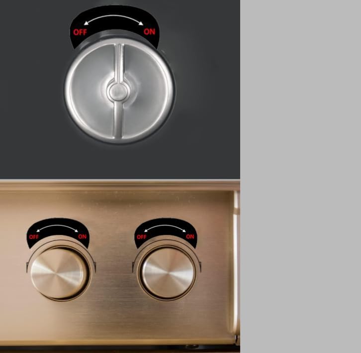 Miniatura 6 de Calcomanías indicadoras de dirección de encendidoapagado, 1.2 x 0.7 pulgadas, autoadhesivas, impermeables, calcomanías para estufa (96 unidades)