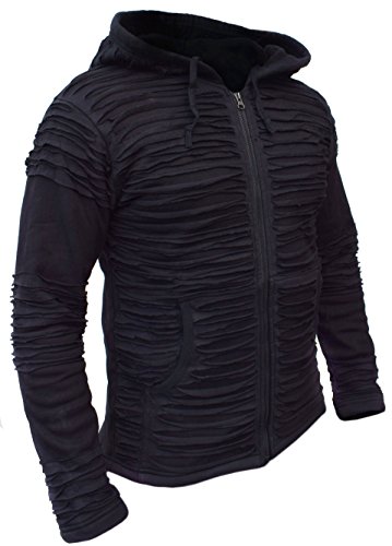 Gheri Men's Cotton Black Razor Cut Ripped Hoodie Jacket4