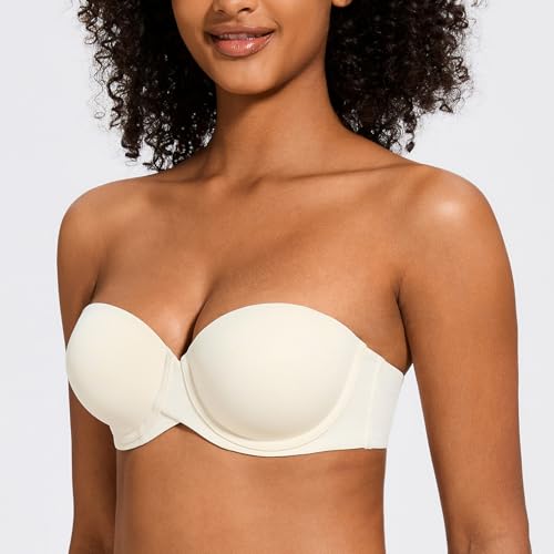 Image of MELENECA Women's Stay Put Padded Cup with Lift Underwire Push Up Strapless Bras