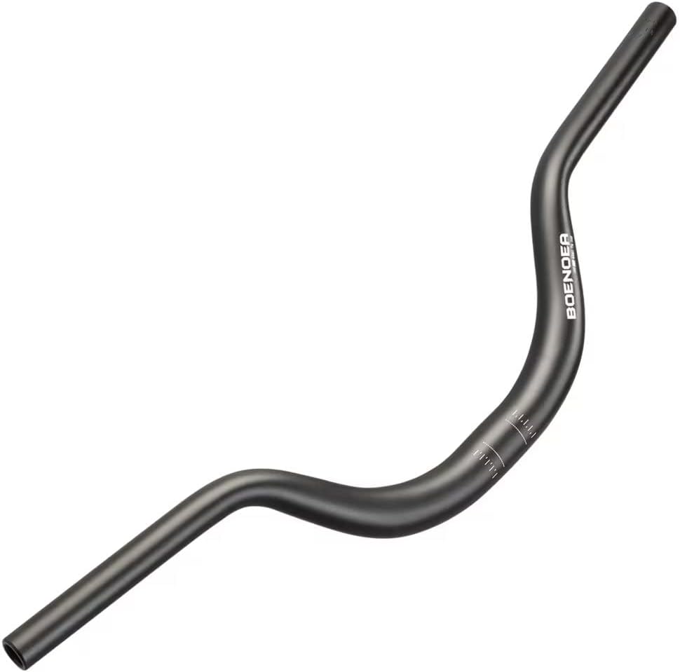 Boenoea Bike Riser Handlebar 25.4/31.8mm Length 620mm Aluminum Alloy Riser Bar(50mm 90mm 120mm), Black 4#25.4-Riser 90mm