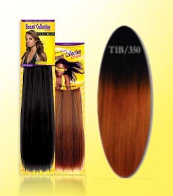 Human Hair Weave -Yaki Weave 12" - T1B/350 Two Tone Orange - Size: 12"