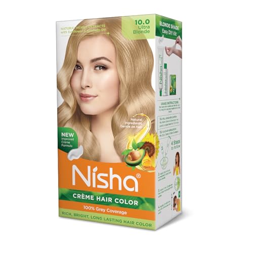 Nisha Creme Permanent Hair Dye, 100% Gray Hair Coverage, Rich & Bright Long Lasting Blonde Hair Dye Color Kit, Ultra Blonde, 150gm / 5.29 Ounce