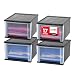 IRIS 17 Quart Stacking Drawer, 4 Pack, Black
