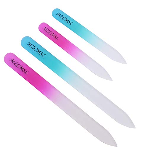 MZCMSL Glass Nail File for Natural Nails,4pcs Premium Crystal Nail Files,Replace Emery Boards and Buffers with Gentle Manicure Nail Care