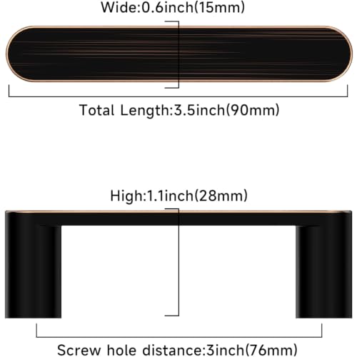 Image of Asidrama 10 Pack 3 Inch(76mm) Oil Rubbed Bronze Kitchen Cabinet Handles, Cabinet Pulls Kitchen Cabinet Hardware Cupboard Handles Drawer Pulls 3644