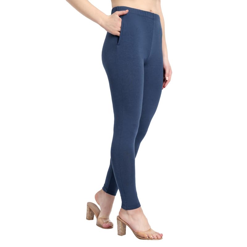 Image of ONE SKY Women Full Length Leggings | Cotton Modal Spandex Blend | High Waist Stretchable & Bio-Washed Fabric | Colour-Lock Technology | Comfortable Leggings for Women