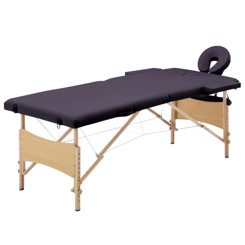 Massageliege Klappbar 2-Zonen mit Holzgestell Lila,Gesundheit & Schönheit,Körperpflege,Massage & Entspannung,Massagetische,Lila,16.05 kg-110186