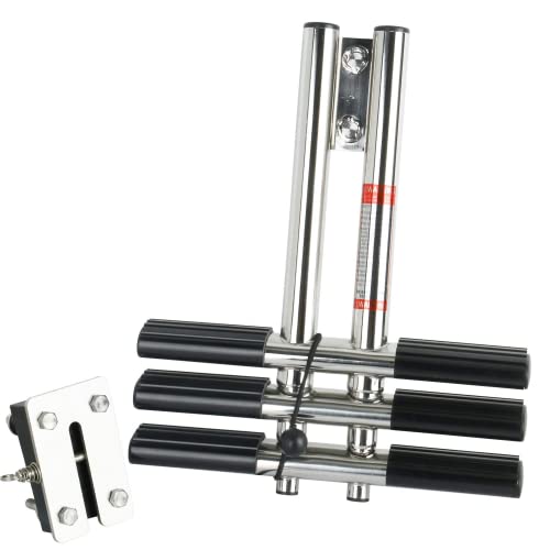 Dasmarine Heavy Duty 3 Steps Boat Marine Sport/Diver Ladder 316 Stainless Steel Dual Vertical Telescoping Tube With 2.5" Transom Mounting Extension Shim (3 Step Ladder) #TOP6
