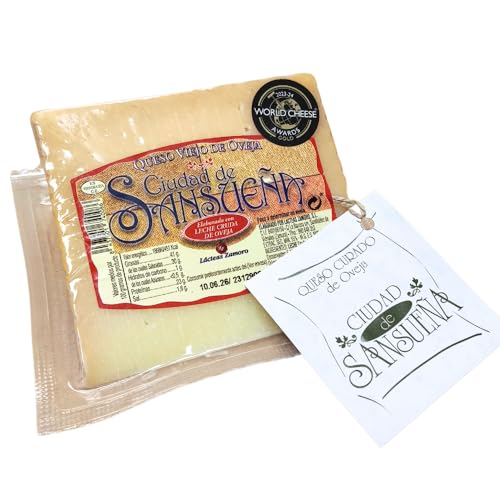 Ciudad De Sansueña Queso Curado De Oveja - Cuña Queso Curado, 300g, Envasado Al Vacio, Sabor Potente, Queso Cortado en cuña, Premio Mejor Queso 2023, Quesos Gourmet
