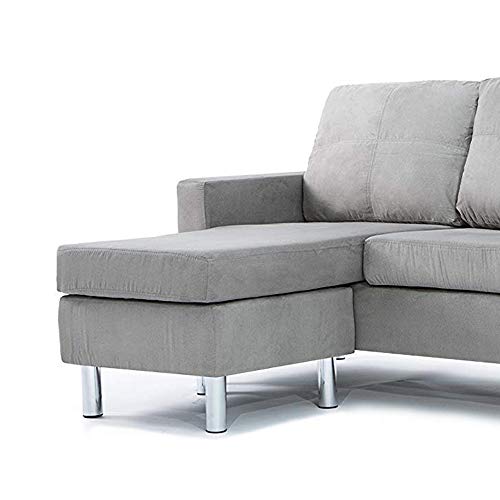 Divano Roma Furniture Small Space Modern Sectional Sofa, Gray #TOP2