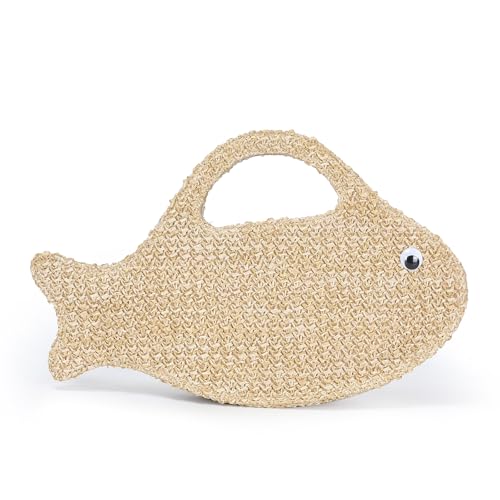 Bolso artesanal tejido en forma de pez para mujer miniatura 1