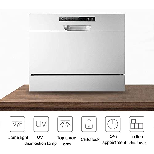 Kitchen1250W tafelmodel vaatwassers Automatische aanrecht vaatwasser 5 programma's, met 6 couverts, keuken ingebouwde… - Afbeelding 3