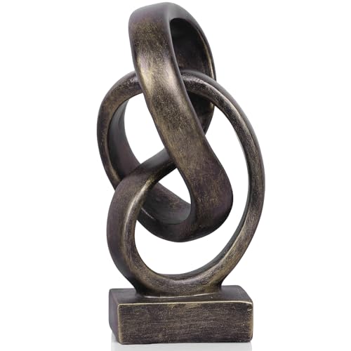 Statue abstraite en bronze avec nœud en corde, décoration géométrique, table basse de salon, étagère de comptoir, décoration en bronze, table basse,...