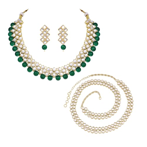 Image of Peora Kundan Faux Pearl Necklace & Jewelry Set Gift for Women