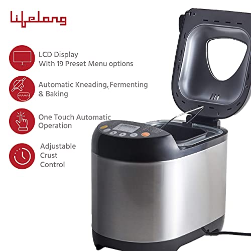 (Renewed) Lifelong Atta and Bread Maker for Home 550 Watt 19 Pre-Set Menu with Adjustable Crust Control, 3 Crust Colours… - Image 7