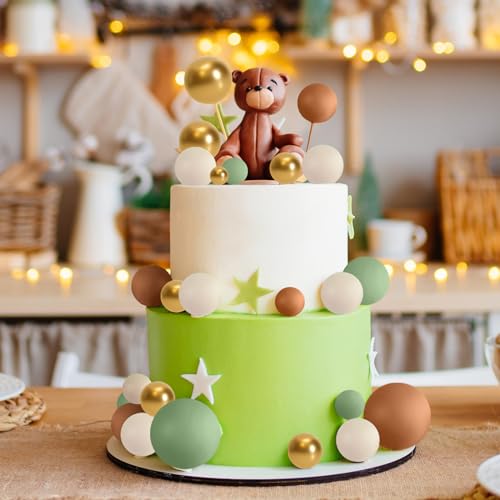 Miniatura 6 de Astaron 32 Piezas De Bolas Para Decoración De Tartas, Mini Globos, Palitos Para Decoración De Tartas, Bolas De Espuma, Púas Para Tartas Para Bodas, Fiestas, Cumpleaños Verde Marrón Dorado