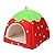 Guinea Pig House, 1 Pack (24 X 24cm) Small Animal Winter House Warm Nest, Non Slip Strawberry Hedgehog House With Removable Pad, Animals Warm Sleeping House (Red)